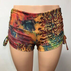 Feather Festival Hot Yoga Short- Wide Waistband Short- Made in USA NEW